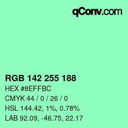 Color code: RGB 142 255 188 | qconv.com