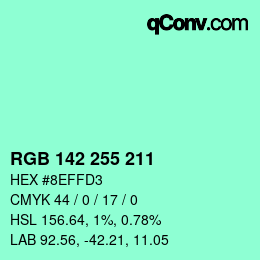 カラーコード: RGB 142 255 211 | qconv.com