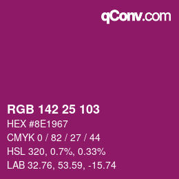 Color code: RGB 142 25 103 | qconv.com