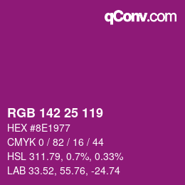 カラーコード: RGB 142 25 119 | qconv.com