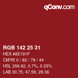 Color code: RGB 142 25 31 | qconv.com