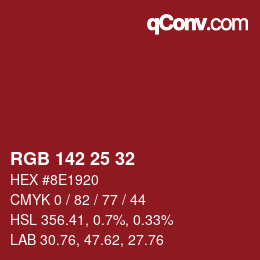 Color code: RGB 142 25 32 | qconv.com