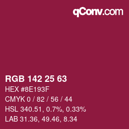 Color code: RGB 142 25 63 | qconv.com