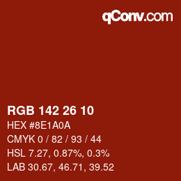 Color code: RGB 142 26 10 | qconv.com