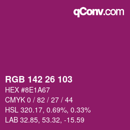 Color code: RGB 142 26 103 | qconv.com