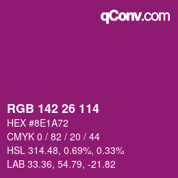 カラーコード: RGB 142 26 114 | qconv.com