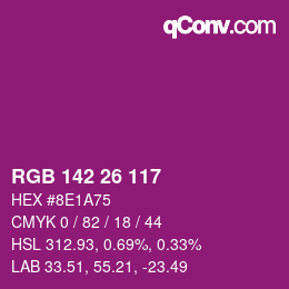 カラーコード: RGB 142 26 117 | qconv.com
