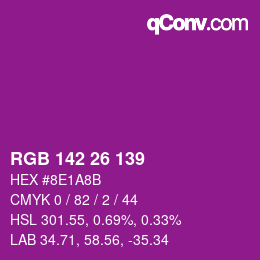 Color code: RGB 142 26 139 | qconv.com