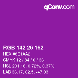 カラーコード: RGB 142 26 162 | qconv.com