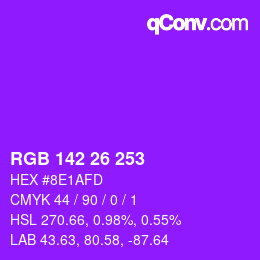 Color code: RGB 142 26 253 | qconv.com