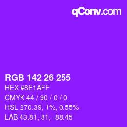 Color code: RGB 142 26 255 | qconv.com