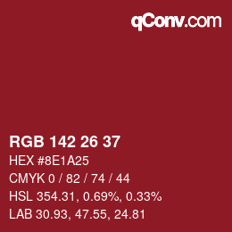 Color code: RGB 142 26 37 | qconv.com
