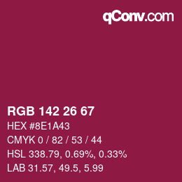 Color code: RGB 142 26 67 | qconv.com