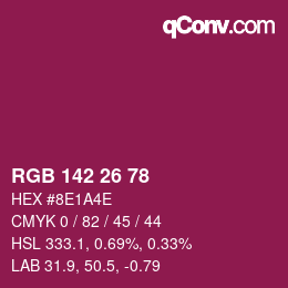 Color code: RGB 142 26 78 | qconv.com