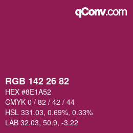 カラーコード: RGB 142 26 82 | qconv.com