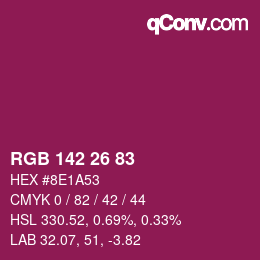 Color code: RGB 142 26 83 | qconv.com