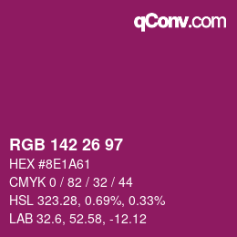 Color code: RGB 142 26 97 | qconv.com