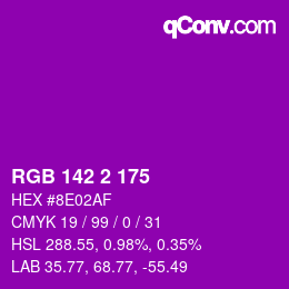 Color code: RGB 142 2 175 | qconv.com