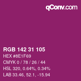 Color code: RGB 142 31 105 | qconv.com