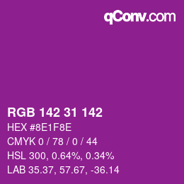 Color code: RGB 142 31 142 | qconv.com