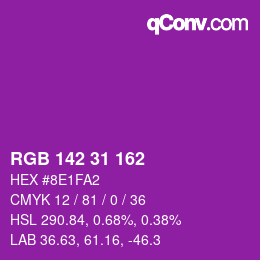 Color code: RGB 142 31 162 | qconv.com