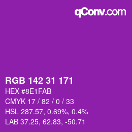 Color code: RGB 142 31 171 | qconv.com