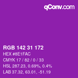 カラーコード: RGB 142 31 172 | qconv.com