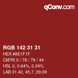 Color code: RGB 142 31 31 | qconv.com