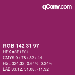 Color code: RGB 142 31 97 | qconv.com