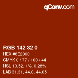Color code: RGB 142 32 0 | qconv.com