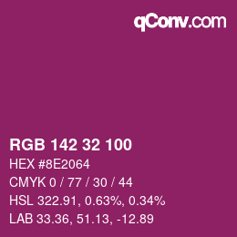颜色代码: RGB 142 32 100 | qconv.com