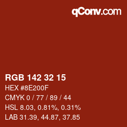 Color code: RGB 142 32 15 | qconv.com