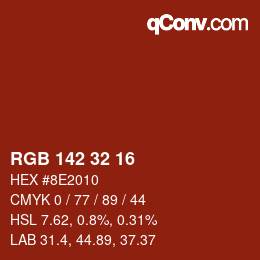 颜色代码: RGB 142 32 16 | qconv.com