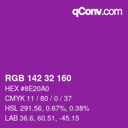 カラーコード: RGB 142 32 160 | qconv.com