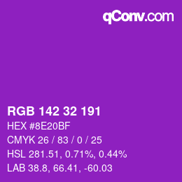 Color code: RGB 142 32 191 | qconv.com