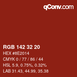 カラーコード: RGB 142 32 20 | qconv.com