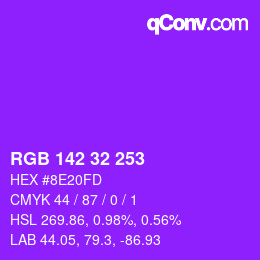 Color code: RGB 142 32 253 | qconv.com