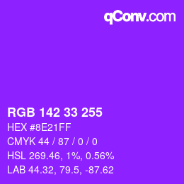 Color code: RGB 142 33 255 | qconv.com