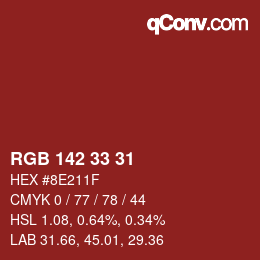 Color code: RGB 142 33 31 | qconv.com