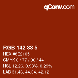 Color code: RGB 142 33 5 | qconv.com
