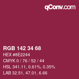 颜色代码: RGB 142 34 68 | qconv.com