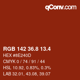 カラーコード: RGB 142 36.8 13.4 | qconv.com