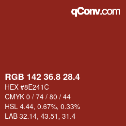 カラーコード: RGB 142 36.8 28.4 | qconv.com