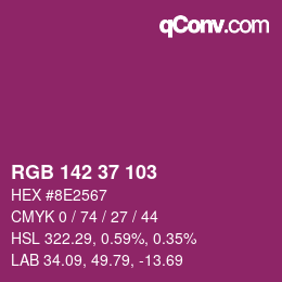 颜色代码: RGB 142 37 103 | qconv.com