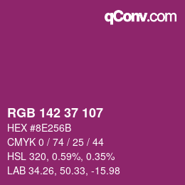 Color code: RGB 142 37 107 | qconv.com