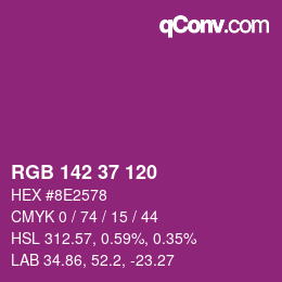 颜色代码: RGB 142 37 120 | qconv.com