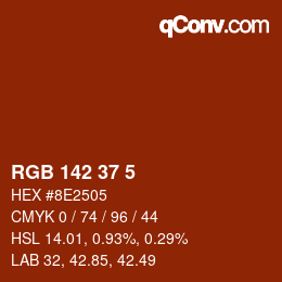 Color code: RGB 142 37 5 | qconv.com