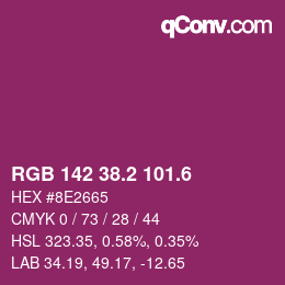 カラーコード: RGB 142 38.2 101.6 | qconv.com
