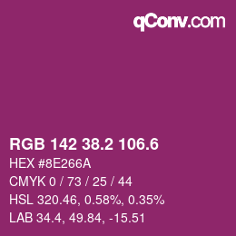 カラーコード: RGB 142 38.2 106.6 | qconv.com