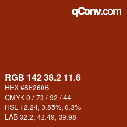 カラーコード: RGB 142 38.2 11.6 | qconv.com